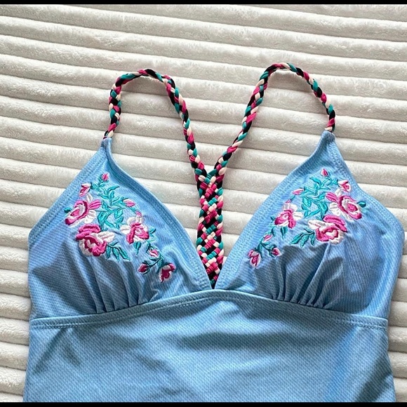 Embroidered Rose One Piece Swim Suit - Picture 2 of 4